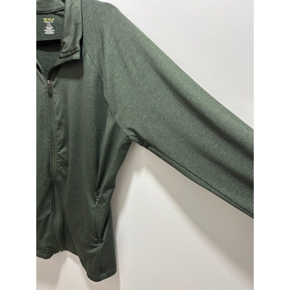 Tek Gear Womens XXL Olive Green Full Zip Workout Jacket Cinched Waist Reflective - Picture 9 of 11